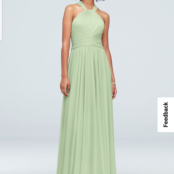 david's bridal high neck mesh bridesmaid dress Mesh Bridesmaid Dress with High-Neck Halter
